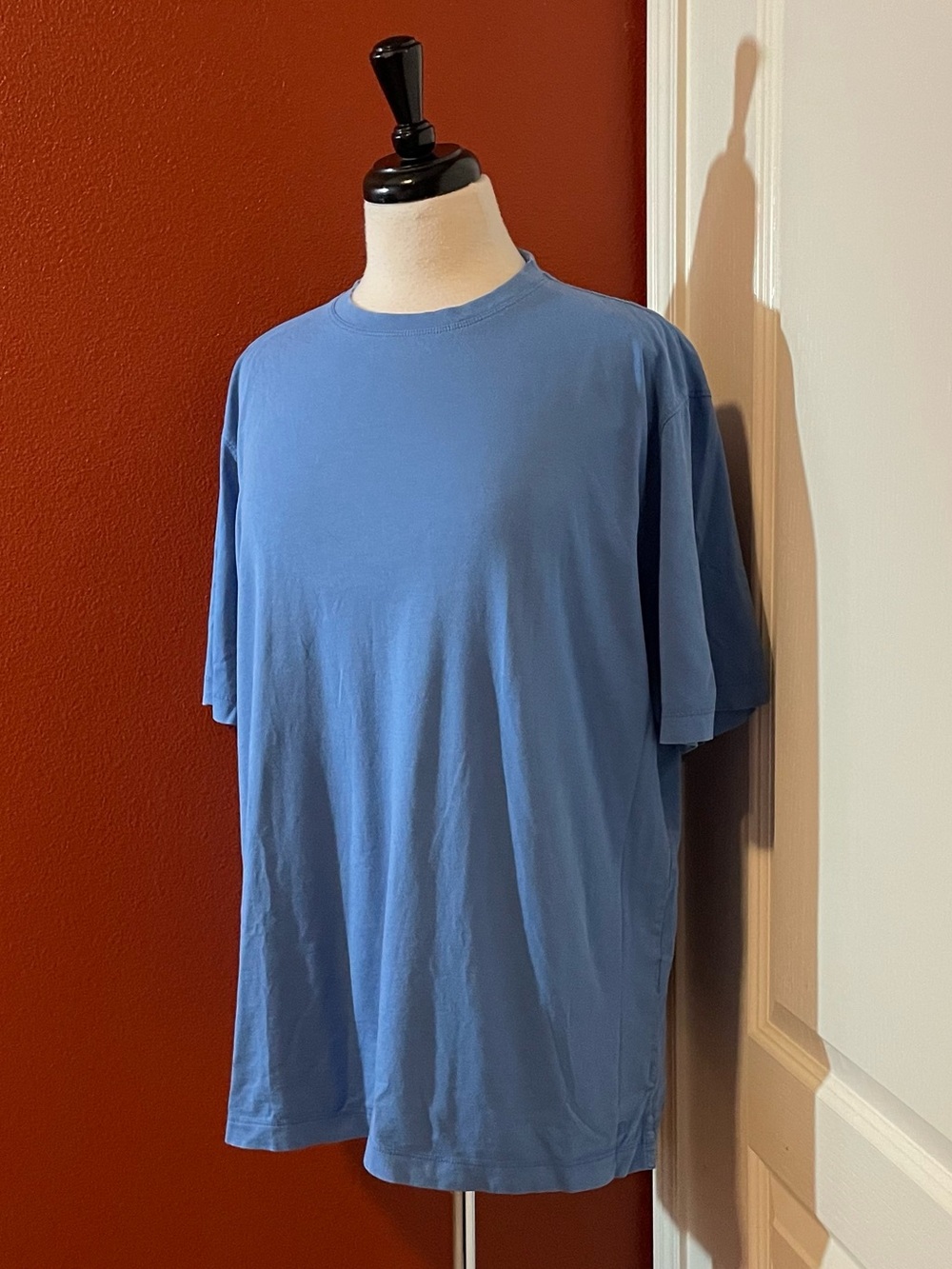 Left Coast Tee Men’s Classic Blue Crewneck 100% Pima Cotton Solid Fitted Shirt
